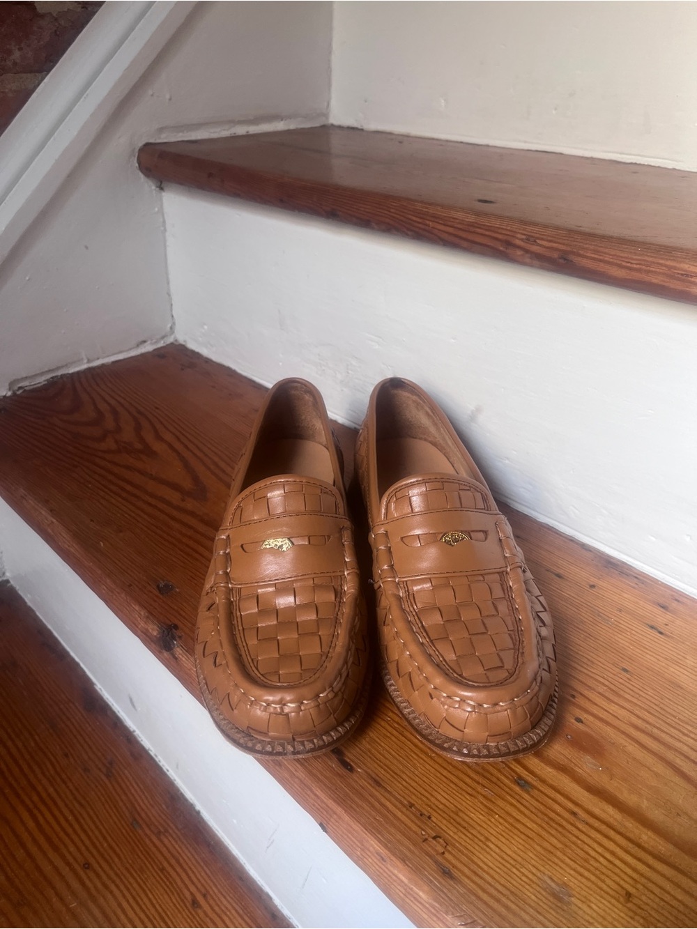 Freda Salvador Elba Woven Leather Penny Loafers - Picture 2 of 4